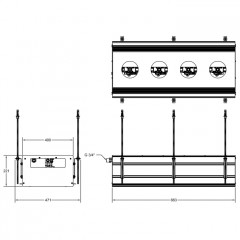 GESSI BINARIO Профиль линейный 880 мм., для 4 модулей, установка Easy-Fix, цвет Black XL