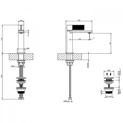 GESSI INVERSO DIAMANTATO Смеситель для раковины с донным клапаном "Stop&Go" и соединительными шлангами, цвет: хром