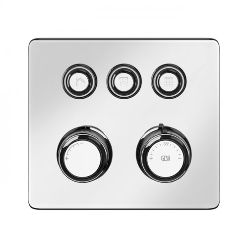 GESSI HI-FI ECLECTIC Смеситель для душа настенный встраиваемый, термостатический, с 3 запорными кнопками, цвет Хром