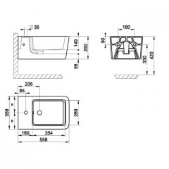 Gessi Rettangolo Биде подвесное с 1 отверстием под смеситель, цвет: белый