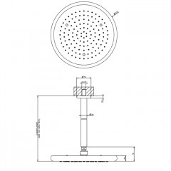Gessi Goccia Верхний душ для потолочного крепления 306мм с инд.высотой (50-1800мм), цвет: белый
