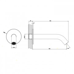 GESSI 316 Настенный излив 146мм на 1/2", комбинируемый с удаленным управлением (не входит в комплект), цвет: steel brushed