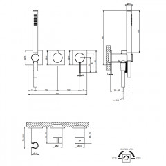 GESSI INVERSO RIGATO Внешняя часть настенного смесителя для душа на 2 выхода с перекл и ручным душем , цвет: Copper Brushed PVD