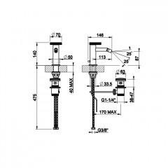 Gessi Anello Смеситель для биде на 1 отв. с донным клапаном, цвет: хром