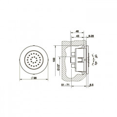 Gessi Body Jets Встраиваемая поворотная боковая форсунка (внешняя часть), цвет: хром