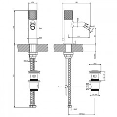 GESSI HABITO INTRECCIO Смеситель для биде на 1 отверстие, однорычажный, в комплекте с донным клапаном, цвет Black Metal PVD