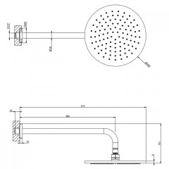 GESSI Rilievo Душевая головка шарнирная для настенного крепления на 1/2" 250мм, цвет: хром