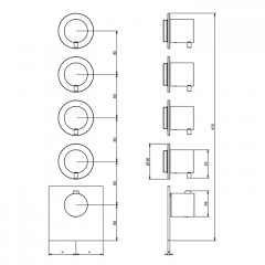 GESSI 316 Встраиваемый термостатический смеситель на 4 источника, резьба 3/4" (внешние части), цвет Black XL