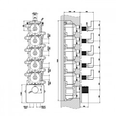 GESSI INCISO Встраиваемый термостатический смеситель на 5 источников, резьба 3/4" (внешние части), цвет: nero XL