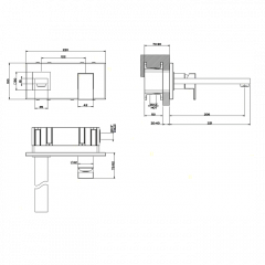 Gessi Rettangolo Встраиваемый однорычажный смеситель, излив 206мм(внешние части), цвет: хром