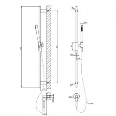GESSI HABITO UNITO Душевой гарнитур с штангой, выводом воды, ручным душем и шлангом 1500 мм., цвет хром