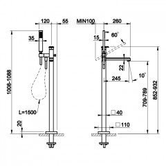 Gessi Eleganza Напольный смеситель для ванны (внешние части), цвет: Antique Brass
