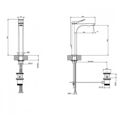 GESSI Rilievo Смеситель для раковины на 1 отв. с донным клапаном h=301мм, излив 159мм , цвет: nero XL