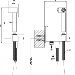 Gessi Rettangolo Гигиенический душ, вывод воды на 1/2", цвет: хром