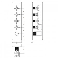 GESSI INCISO Встраиваемый термостатический смеситель на 4 источника, резьба 3/4" (внешние части), цвет: хром