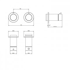 Gessi Ingranaggio Встраиваемый термостат для душа, с 2мя независимыми выходами, (внешние части), цвет Black XL