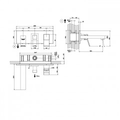 Gessi Rettangolo K Встраиваемый смеситель с изливом и переключателем PULL(внешние части), цвет: черный