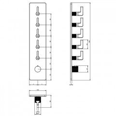 GESSI INCISO Встраиваемый термостатический смеситель на 5 источников, резьба 3/4" (внешние части), цвет: золото