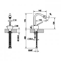 Gessi Goccia Смеситель для биде на 1 отверстие, СПЕЦАРТИКУЛ - укажите угол поворота носика при заказе, цвет: белый