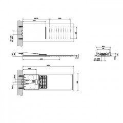 GESSI TREMILLIMETRI Верхний душ 195х550 мм., для настенного монтажа, режимы: тропический ливень, водопад, цвет Steel Brushed