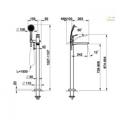 GESSI Rilievo Внешние части для напольного смесителя для ванны с душевой лейкой, цвет Gold Brushed CCP