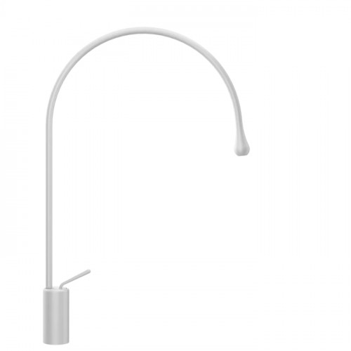 Gessi Goccia Смеситель для раковины на 1 отверстие, излив 387мм R=197, с фиксированным носиком, цвет: белый