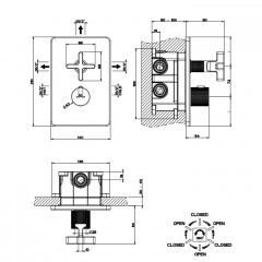 GESSI INCISO Встраиваемый термостатический смеситель на 3 источника, резьба 1/2" (внешняя часть), цвет: хром