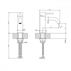 GESSI 316 Смеситель для раковины на 1 отверстие без донного клапана, излив 123мм, цвет: brushed copper pvd