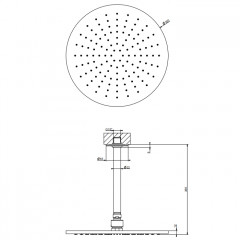 GESSI INCISO Потолочная душевая головка шарнирная на 1/2",300мм, цвет: brushed brass pvd