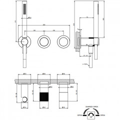 GESSI HABITO RIGATO Смеситель настенный встр., однорыч., с перкл. на 2 положения, с ручным душем, настенным держателем, цвет Finox Brushed Nickel