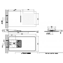 GESSI TREMILLIMETRI Верхний душ QUADRO 300х550 мм., настенный монтаж, 2 режима: тропический ливень, водопад, цвет Black Metal Brushed PVD