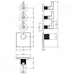 GESSI INCISO Встраиваемый термостатический смеситель на 3 источника, резьба 3/4" (внешние части), цвет: золото