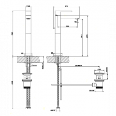 Gessi Rettangolo Смеситель для раковины с донным клапаном и высоким изливом 128мм, цвет: хром