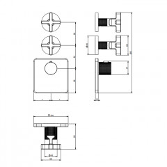 GESSI INCISO Встраиваемый термостатический смеситель на 2 источника, резьба 3/4" (внешние части), цвет: хром