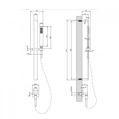 Gessi Rettangolo Душевая стойка с ручным душем и выводом воды из стены, цвет: черный