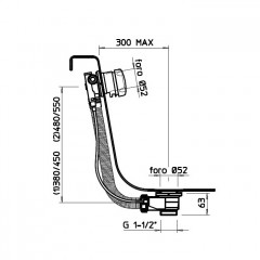 Gessi Колонна сливная для ванны полиэтиленовая для наполнения ванны через перелив. Длина кабеля управления 70 см, цвет: хром