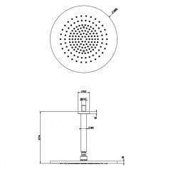 GESSI 316 Душевая головка шарнирная, потолочная на 1/2", 355мм, h=243мм, цвет: brushed black metal pvd