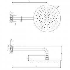 GESSI INCISO Душевая головка настенная, шарнирная на 1/2", 300мм, цвет Warm Bronze Br. PVD