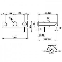 Gessi Ingranaggio Встраиваемый однорычажный смеситель на 2 выхода с перекл. и изливом (внешние части), цвет: хром