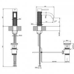 GESSI 316 Смеситель для раковины на 1 отверстие, с донным клапаном, излив 123мм, цвет: brushed black metal pvd
