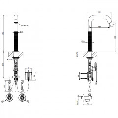 GESSI 316 TRAME Смеситель для раковины, электронный, с кран-фильтром для регулировки температ и напора воды, высота излива 230 мм, цвет Steel Brushed