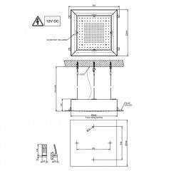 GESSI Minimali/Afilo Накладная панель 500x500 мм., для встраив в потолок душ системы 57501/57503/57901, цвет Mirror steel