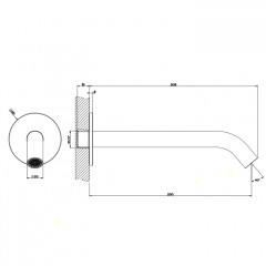 GESSI 316 Настенный излив 200мм на 1/2", комбинируемый с удаленным управлением (не входит в комплект), цвет: steel brushed