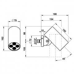 GESSI 316 DIAMANTATO Верхний душ 79 мм., с настенным креплением, 4 струи, цвет Steel Brushed