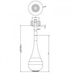 Gessi Goccia Верхний душ для потолочного крепления каплевидной формы, с инд.высотой (490-2100мм), цвет: черный