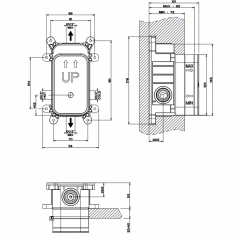 Gessi Внутренняя часть встраиваемого однорычажного смесителя на 2 выхода