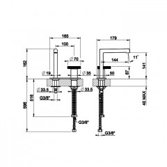 Gessi Anello Смеситель для раковины без донного клапана, с соединительными шлангами, цвет: хром