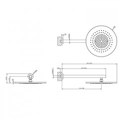 GESSI 316 Душевая головка шарнирная для настенного крепления на 1/2", 350мм, цвет warm bronze brushed pvd