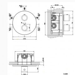 Gessi Goccia Встраиваемый термостат, подключение на 3/4", с переключателем на 3 выхода(внешние части), цвет: хром