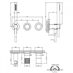 GESSI HABITO INTRECCIO Смеситель настенный встраиваемый, однорычажный, с переключателем на 2 положения, с ручным душем, настенным держателем, цвет хро